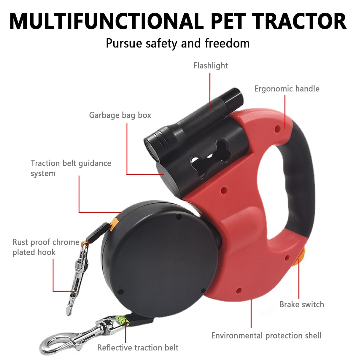 Retractable Dog Leash with Light